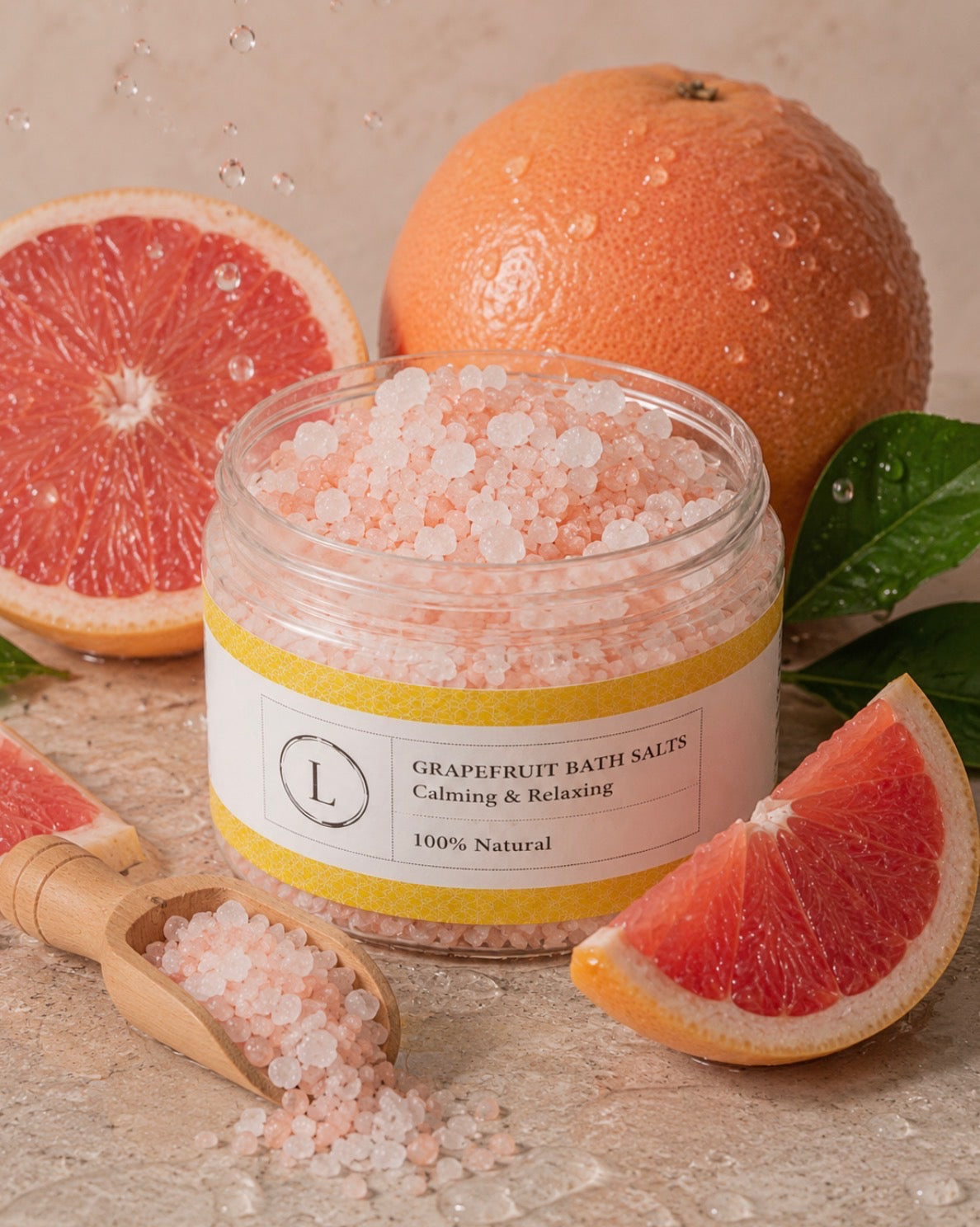 Grapefruit Natural Bath Salt Soak with Dead sea, Epsom and Himalayan salts