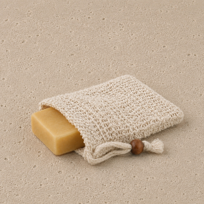 4Pack Soap Pouch 5.5x3.34 inch Cotton Soap Bags with Drawstring Exfoliating Natural Sisal Soap Saver Plastic-Free Soap Net Soap Saver Bag with Mesh Foaming and Drying The Soap for Bath and Shower