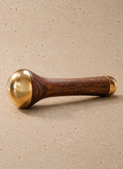 HealthAndYoga™ BronzLift Kansa Wand - Both Side Bronze Cap - Added Beauty Face Oil Vial - Ayurveda Face Yoga Beauty Tool - Facial Neck & Under-Eye Massage – Toning and Sculpting (Double Dome)