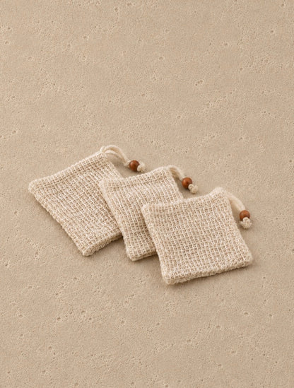 4Pack Soap Pouch 5.5x3.34 inch Cotton Soap Bags with Drawstring Exfoliating Natural Sisal Soap Saver Plastic-Free Soap Net Soap Saver Bag with Mesh Foaming and Drying The Soap for Bath and Shower