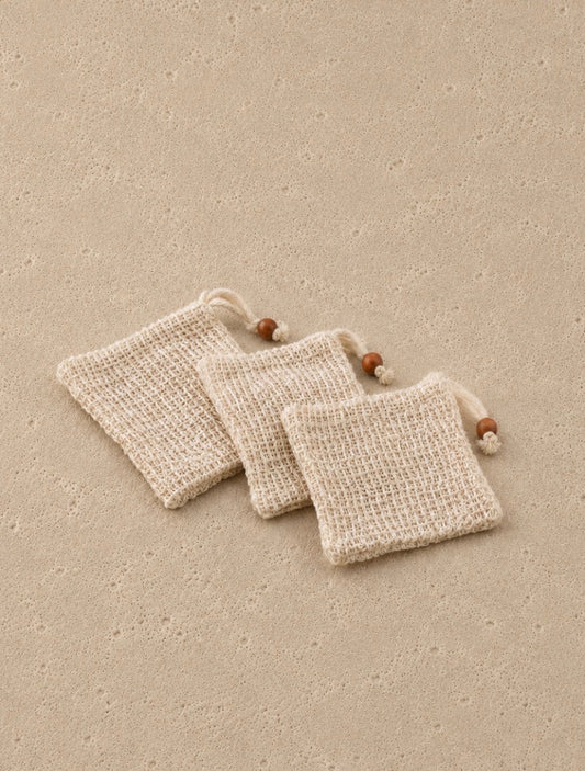 4Pack Soap Pouch 5.5x3.34 inch Cotton Soap Bags with Drawstring Exfoliating Natural Sisal Soap Saver Plastic-Free Soap Net Soap Saver Bag with Mesh Foaming and Drying The Soap for Bath and Shower